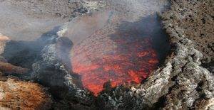 Lava and magma volcano